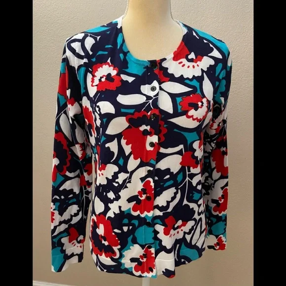 August Silk Heritage Button Down Colorful Cardigan - Picture 1 of 6